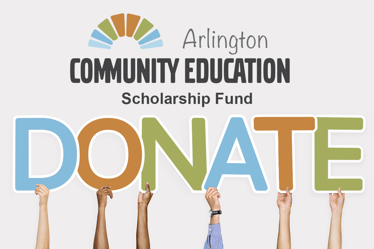 Colorful letters forming the word donate